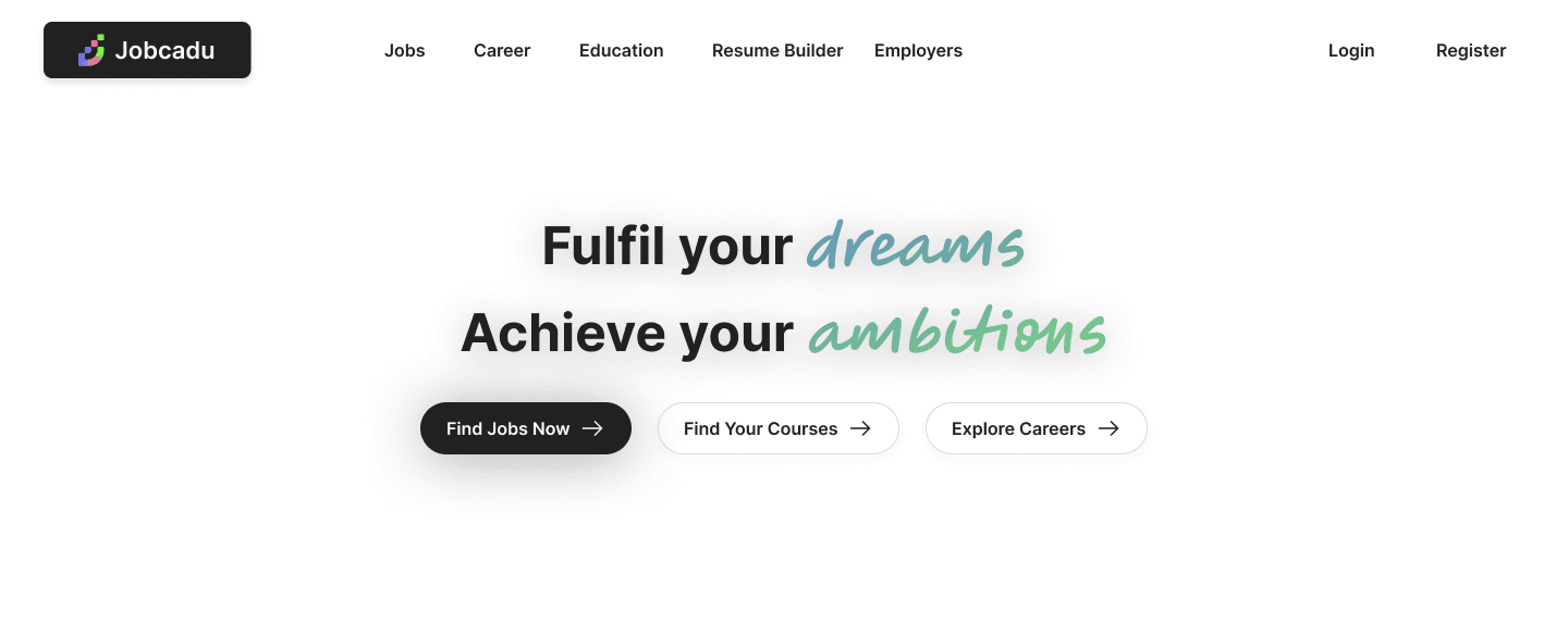 Jobcadu job matching platform hero section